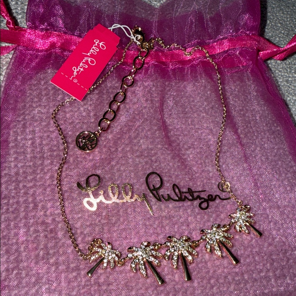 Lilly Pulitzer Gold Palm Tree Necklace NWT